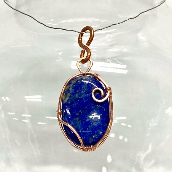 HANDMADE Lapis Lazuli Hand Wrapped Bare Copper, Jewelry Gift Her Woman Girl - Picture 9 of 10